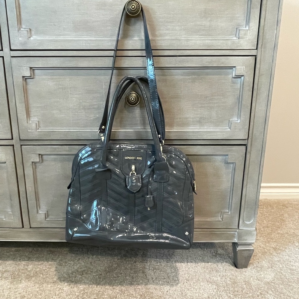 London Fog Lark Dome Satchel, Grey Patent